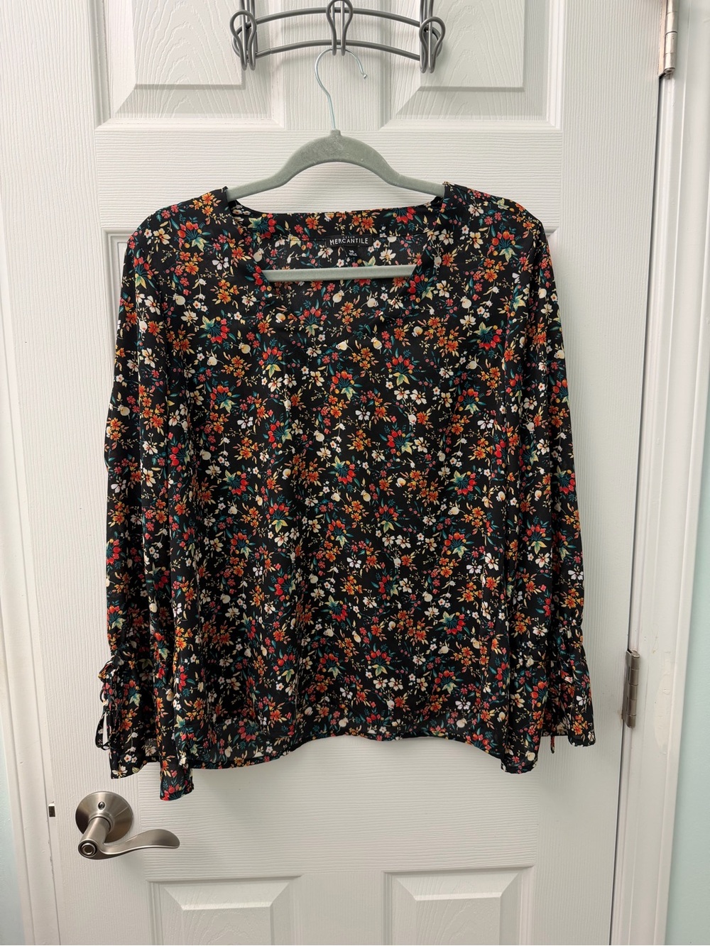 J.Crew Floral Black Long-Sleeve Blouse - size 10